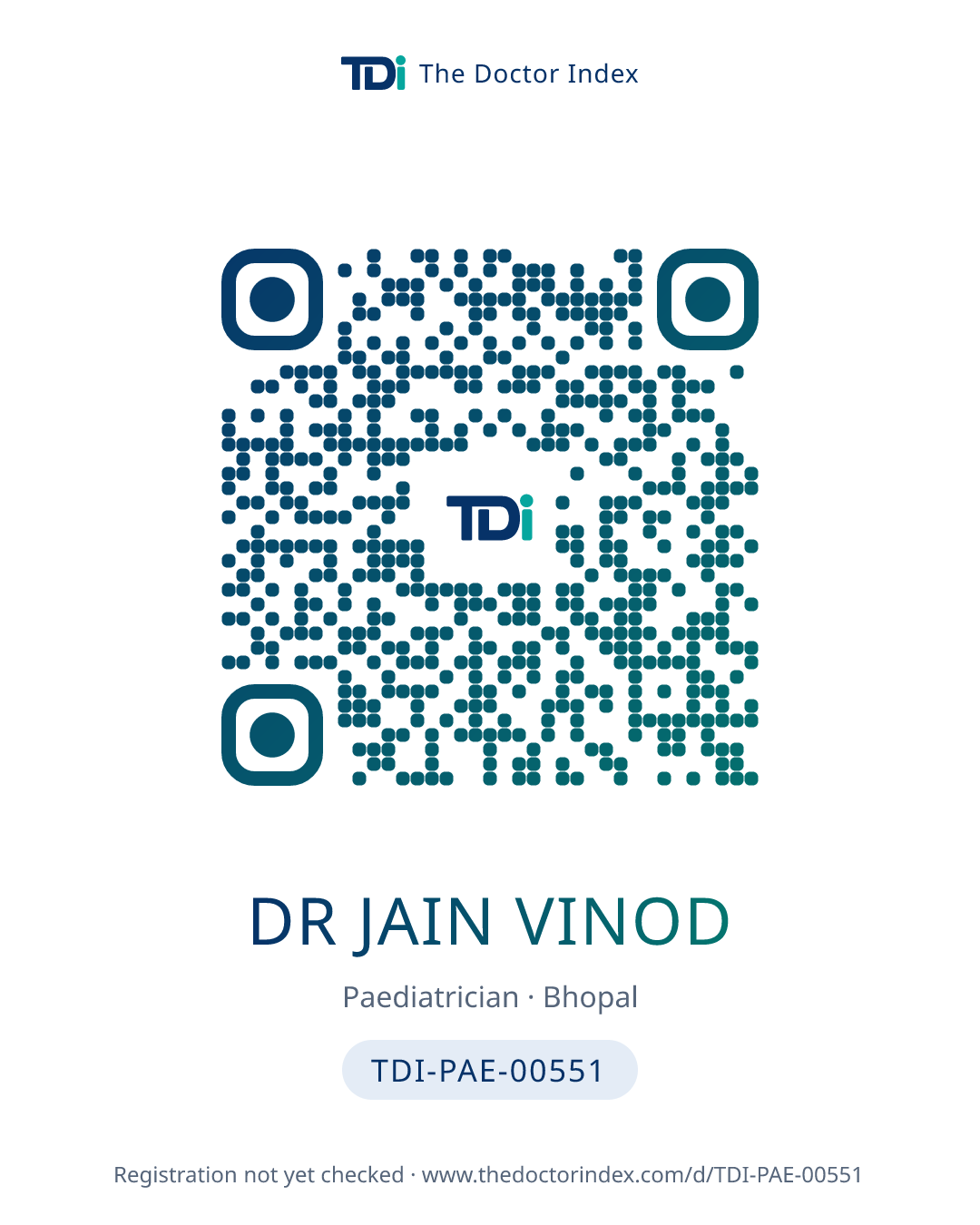 QR card for Dr Jain Vinod, TDI-PAE-00551