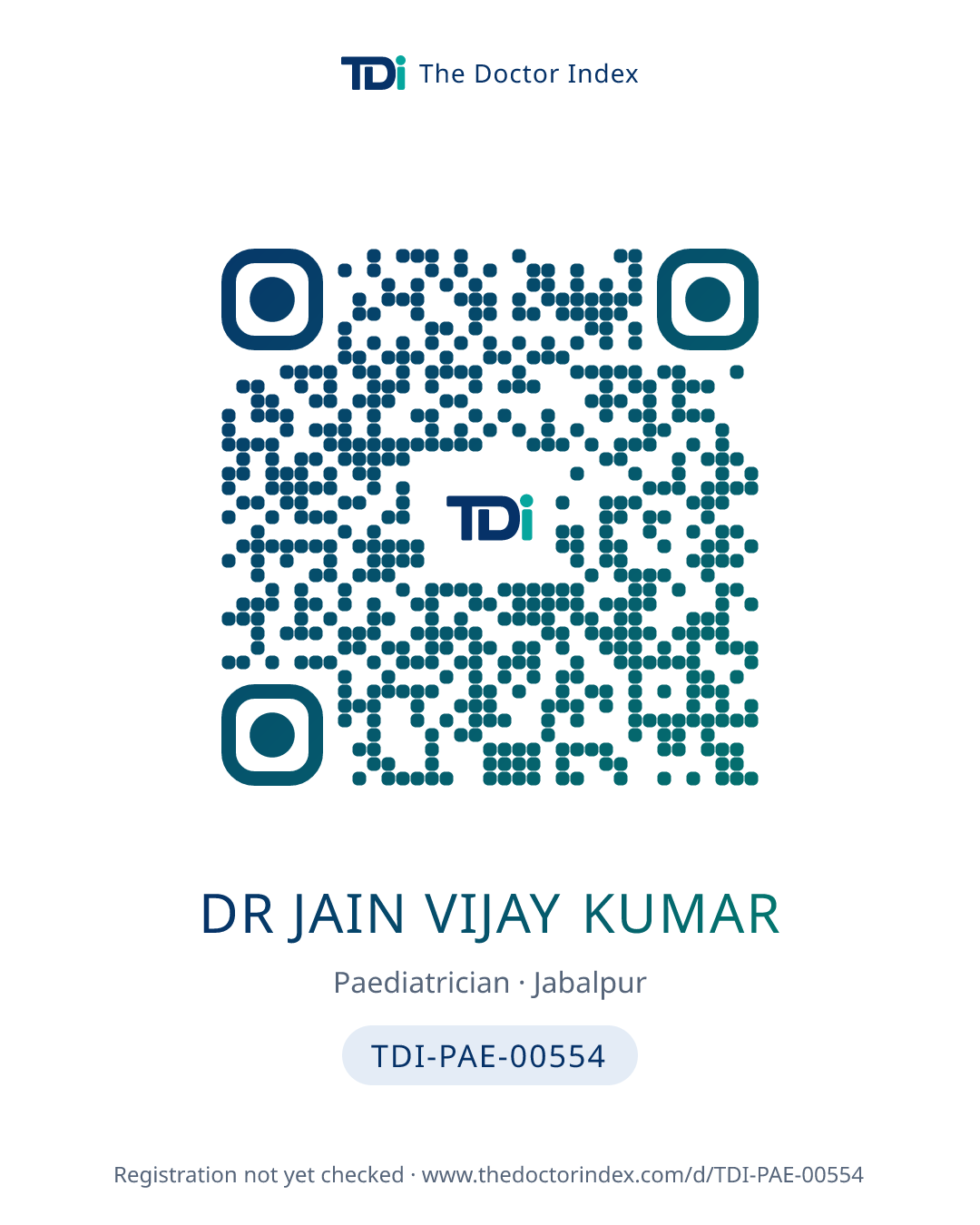 QR card for Dr Jain Vijay Kumar, TDI-PAE-00554