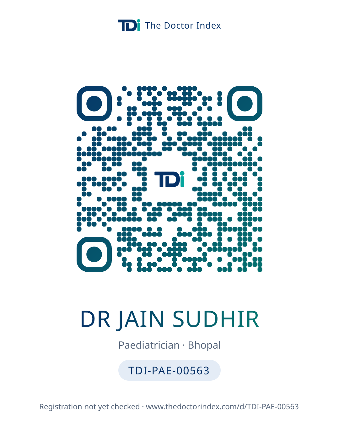 QR card for Dr Jain Sudhir, TDI-PAE-00563