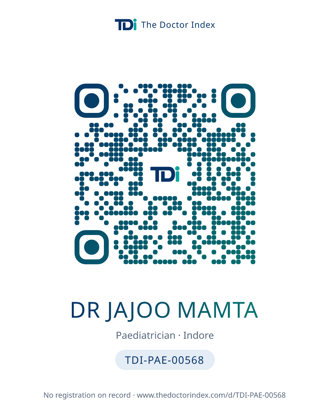QR card for Dr Jajoo Mamta, TDI-PAE-00568