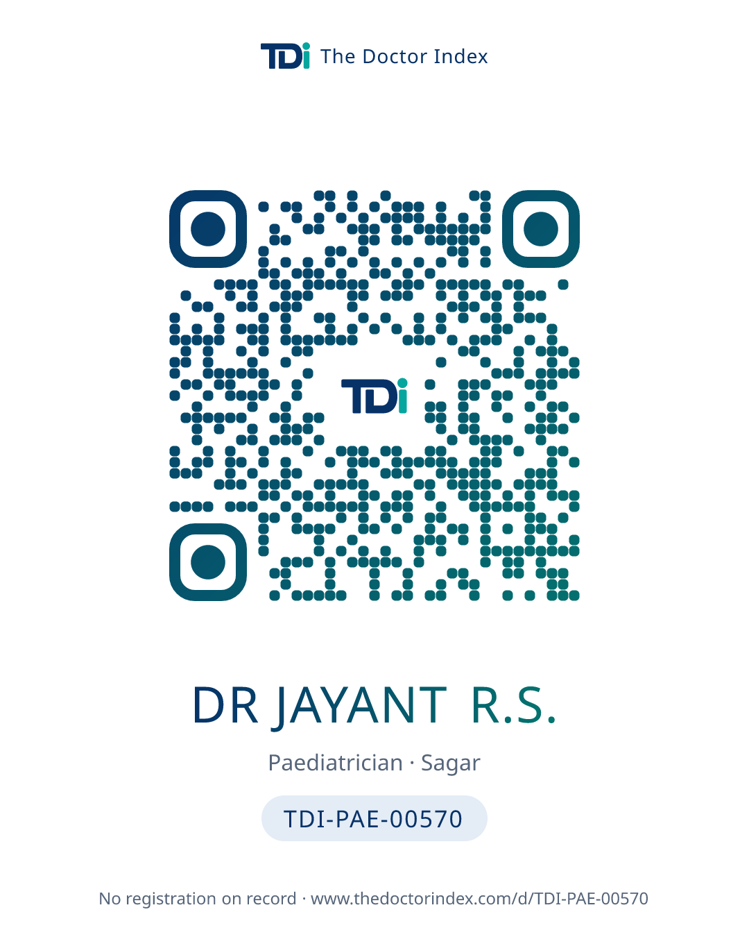 QR card for Dr Jayant R.S., TDI-PAE-00570