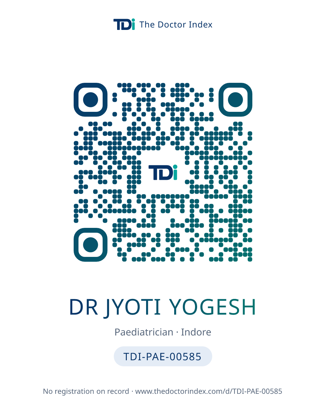 QR card for Dr Jyoti Yogesh, TDI-PAE-00585