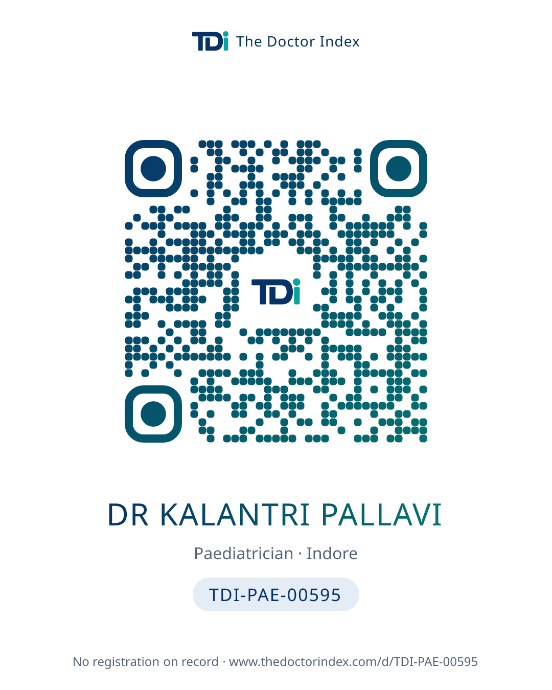QR card for Dr Kalantri Pallavi, TDI-PAE-00595