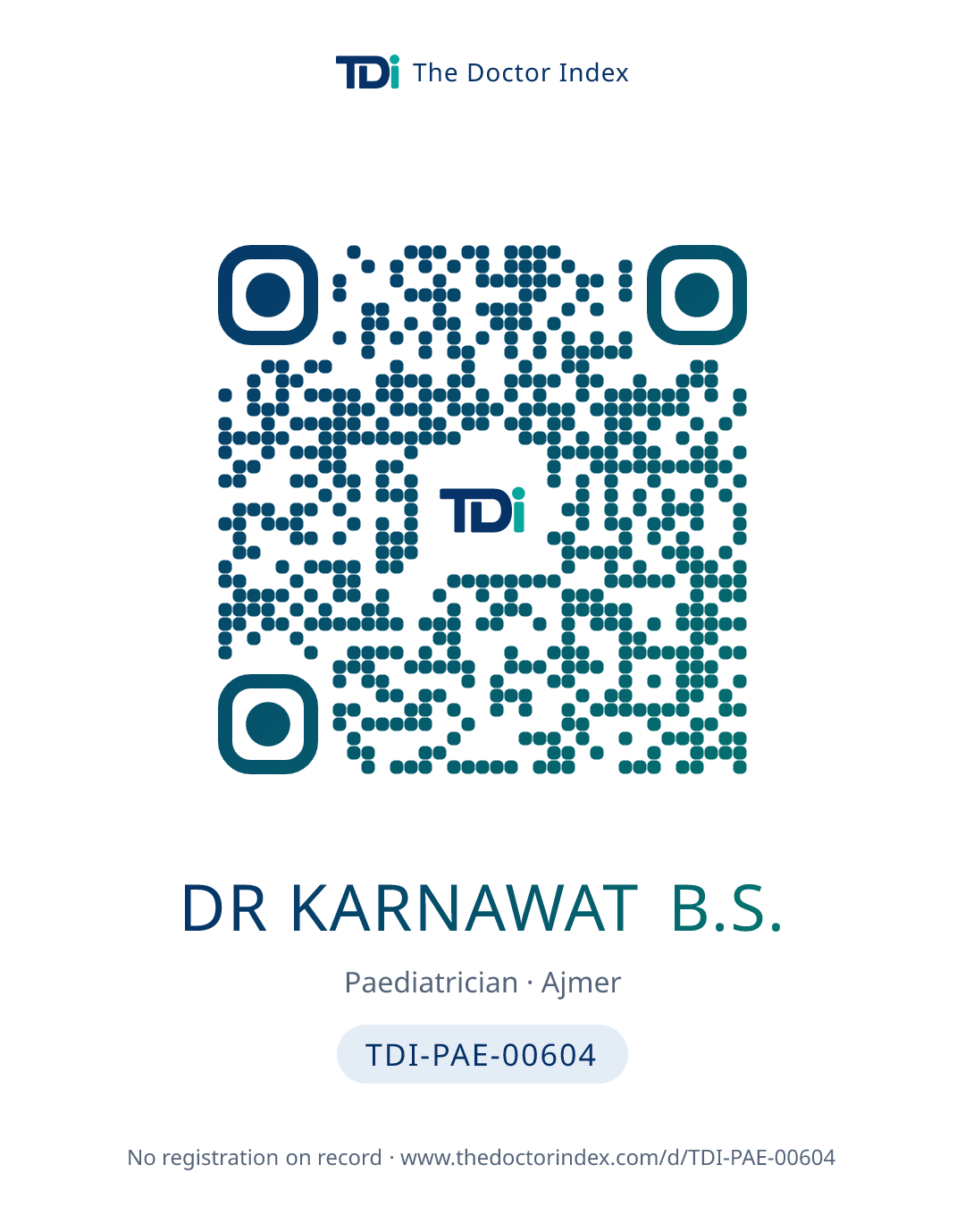 QR card for Dr Karnawat B.S., TDI-PAE-00604