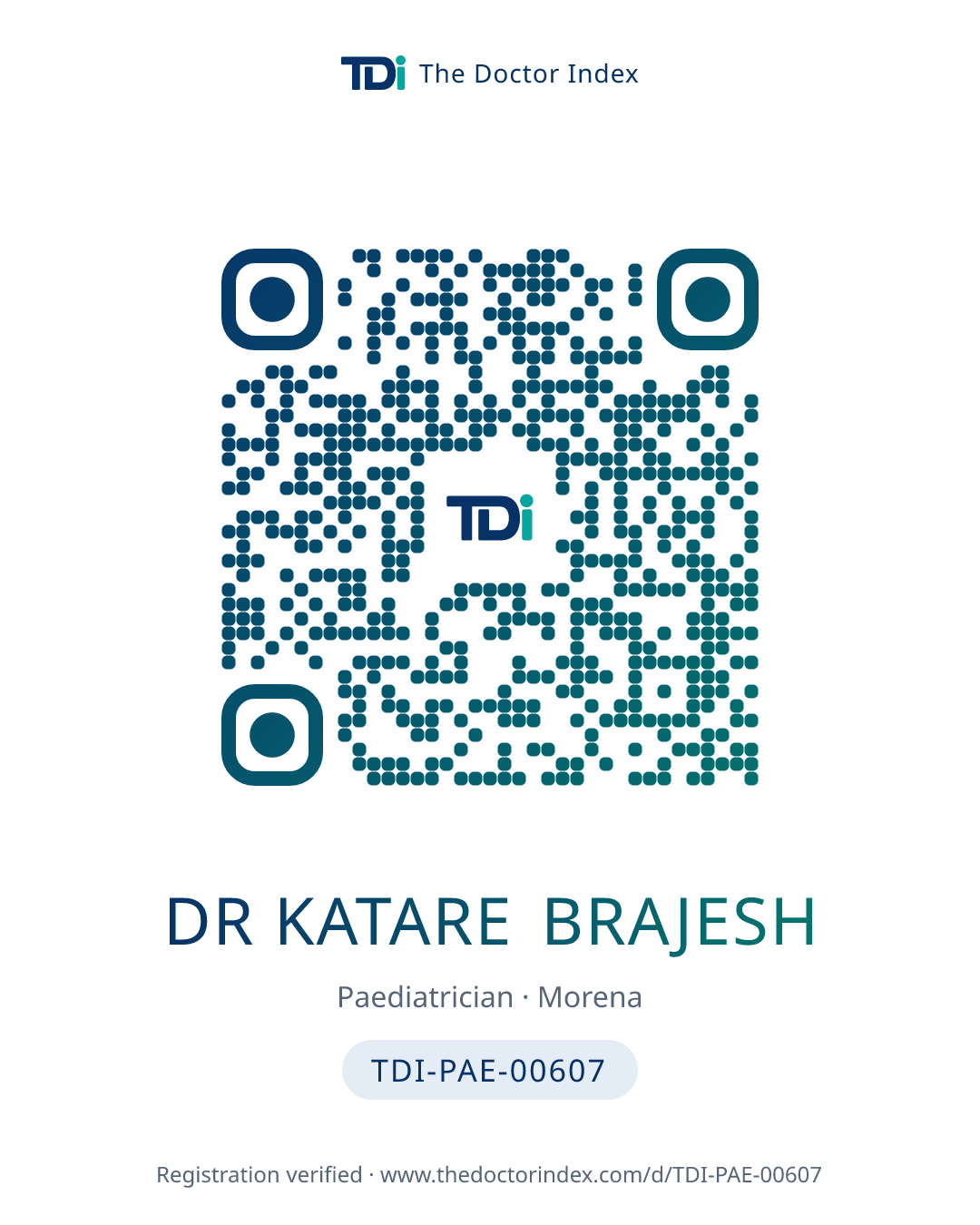QR card for Dr Katare Brajesh, TDI-PAE-00607