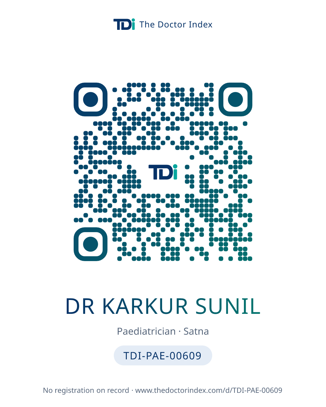 QR card for Dr Karkur Sunil, TDI-PAE-00609