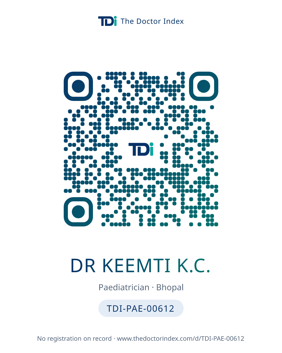 QR card for Dr Keemti K.C., TDI-PAE-00612