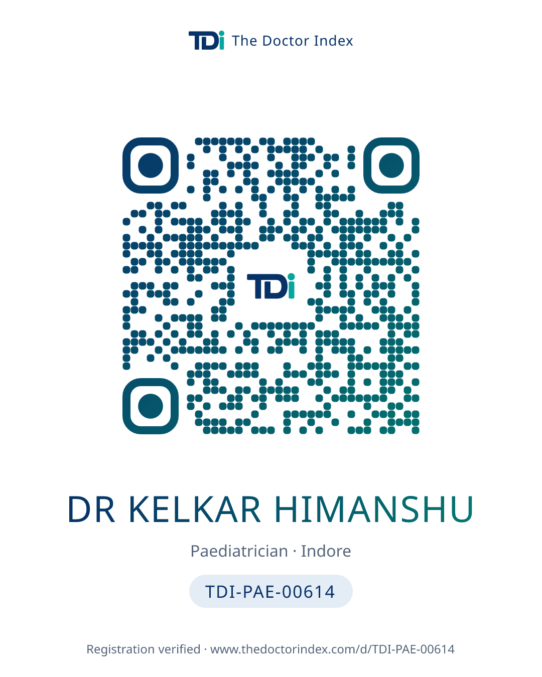 QR card for Dr Kelkar Himanshu, TDI-PAE-00614