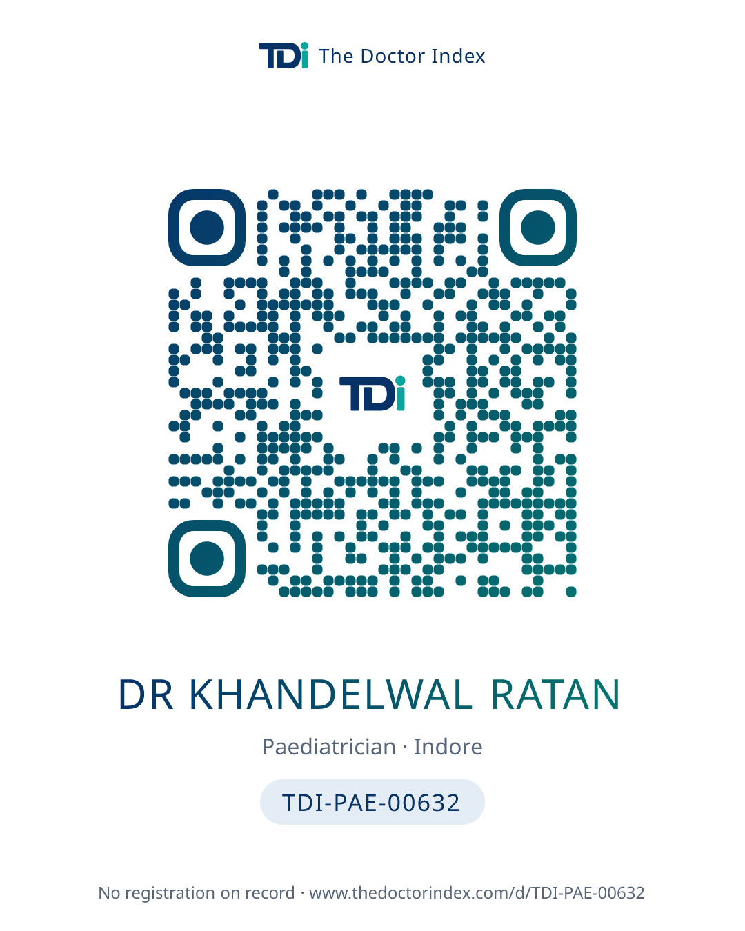 QR card for Dr Khandelwal Ratan, TDI-PAE-00632