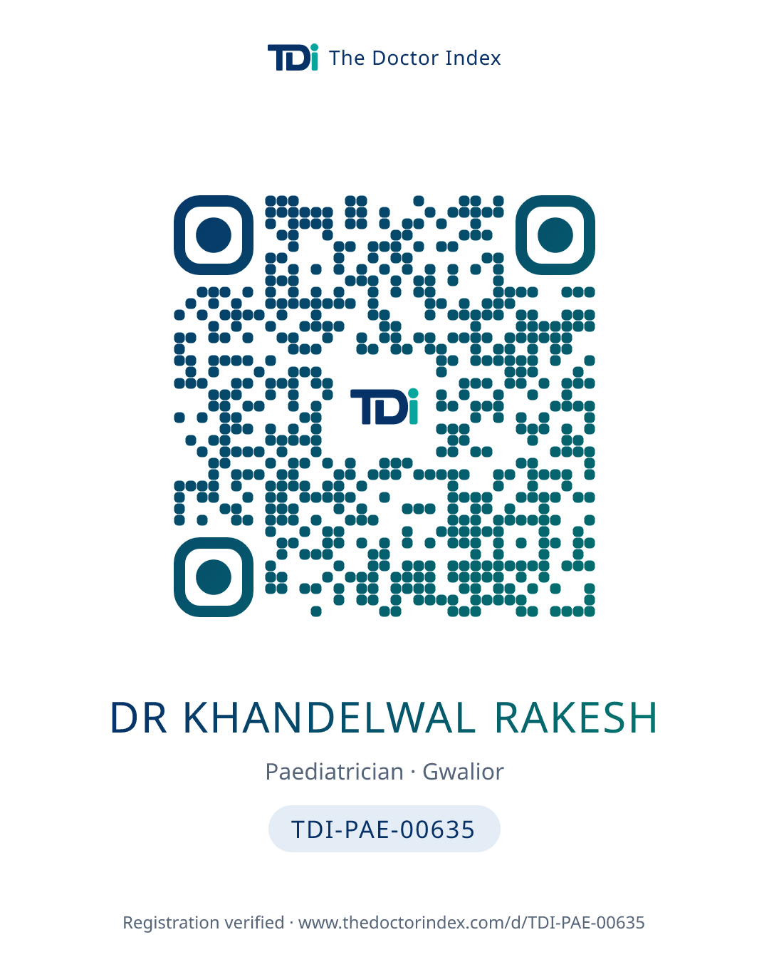 QR card for Dr Khandelwal Rakesh, TDI-PAE-00635