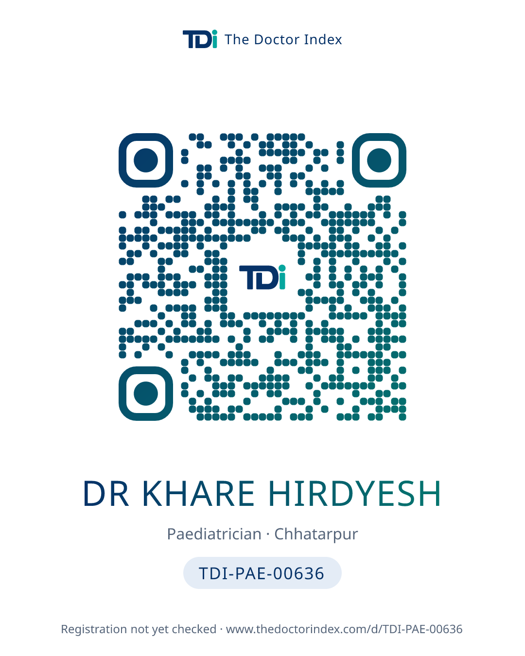 QR card for Dr Khare Hirdyesh, TDI-PAE-00636