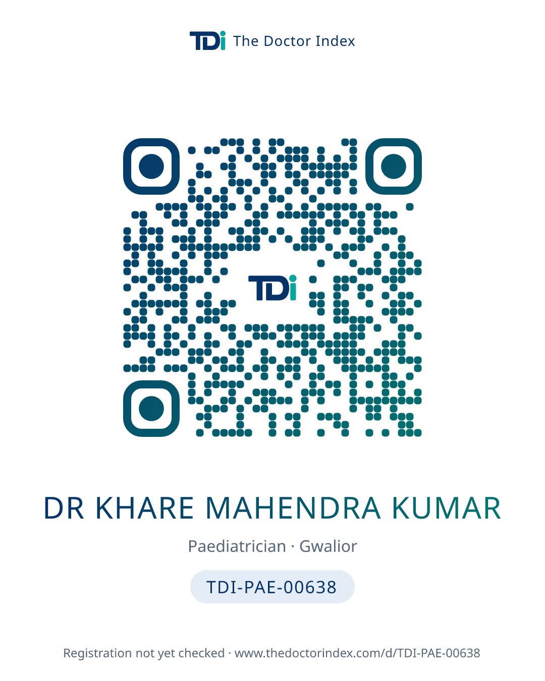 QR card for Dr Khare Mahendra Kumar, TDI-PAE-00638