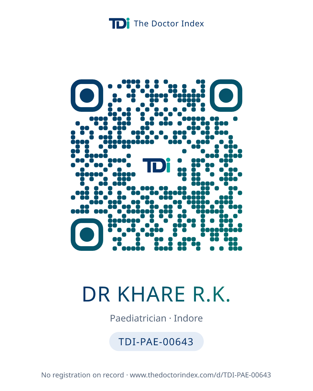 QR card for Dr Khare R.K., TDI-PAE-00643