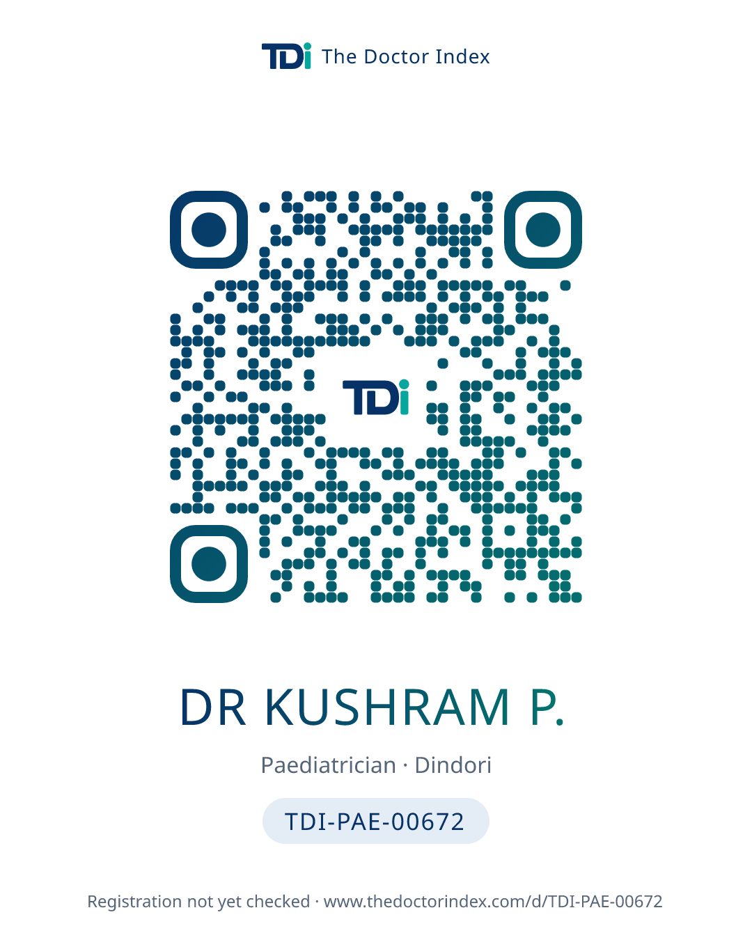 QR card for Dr Kushram P., TDI-PAE-00672