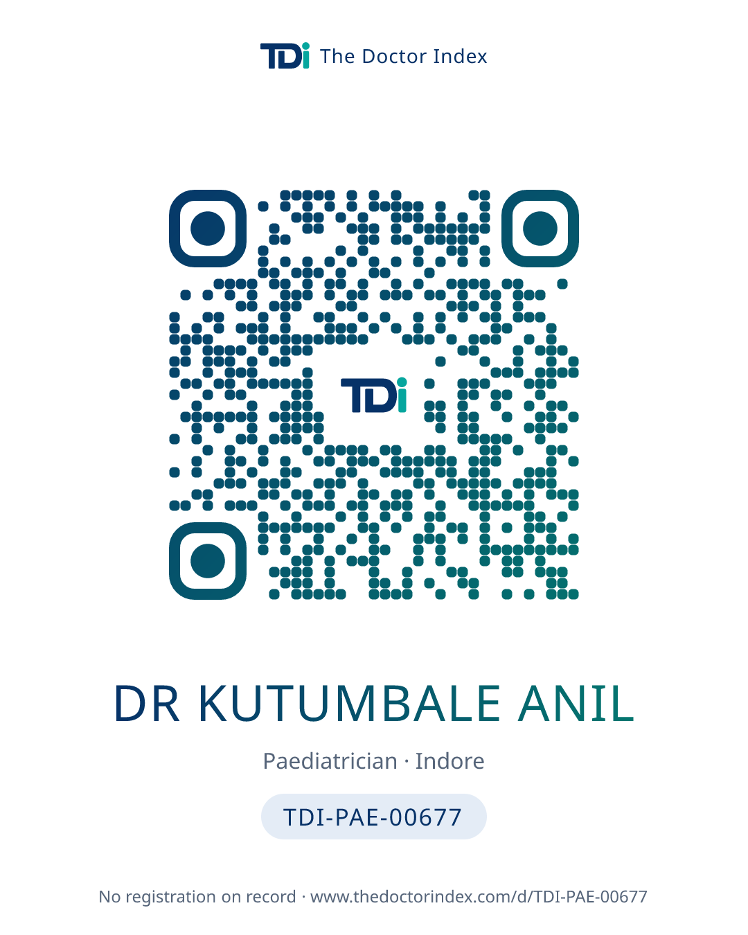 QR card for Dr Kutumbale Anil, TDI-PAE-00677