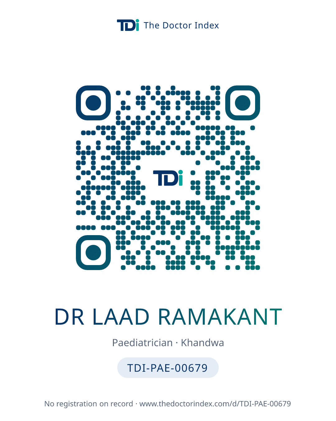 QR card for Dr Laad Ramakant, TDI-PAE-00679