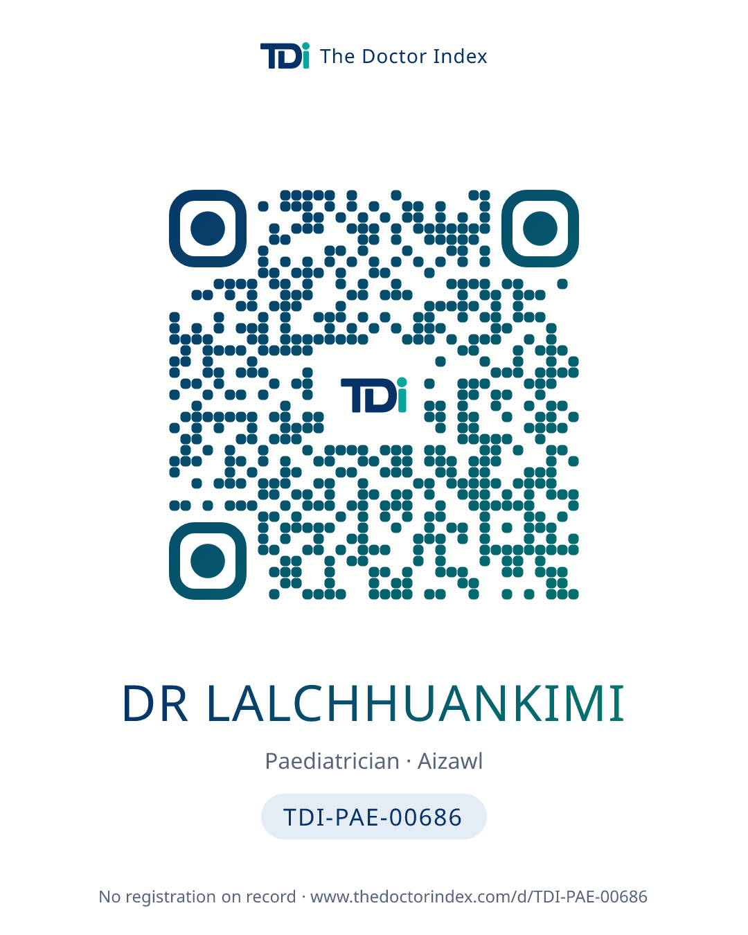 QR card for Dr Lalchhuankimi, TDI-PAE-00686