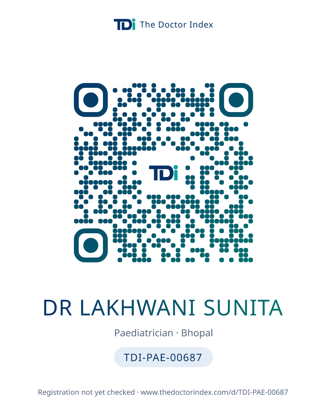 QR card for Dr Lakhwani Sunita, TDI-PAE-00687