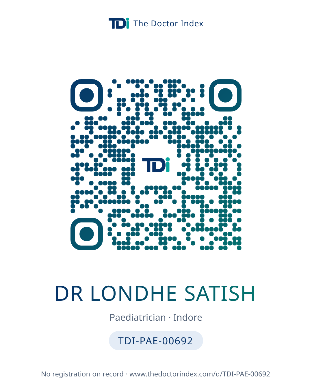 QR card for Dr Londhe Satish, TDI-PAE-00692