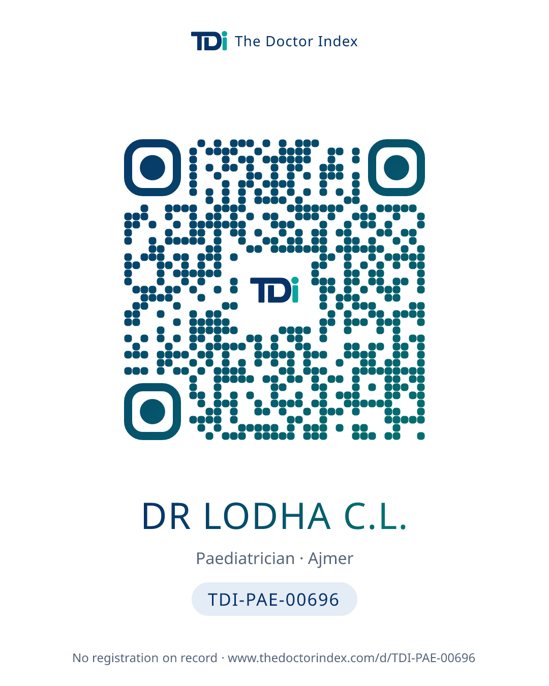 QR card for Dr Lodha C.L., TDI-PAE-00696