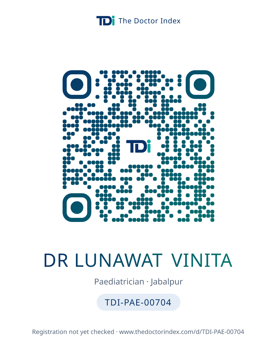 QR card for Dr Lunawat Vinita, TDI-PAE-00704