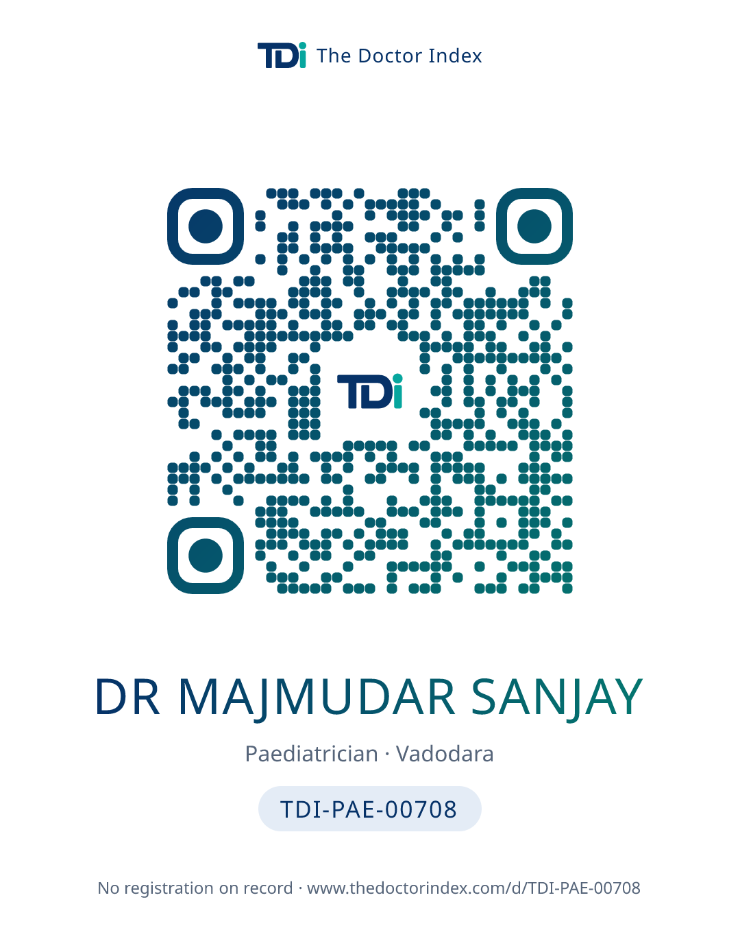 QR card for Dr Majmudar Sanjay, TDI-PAE-00708