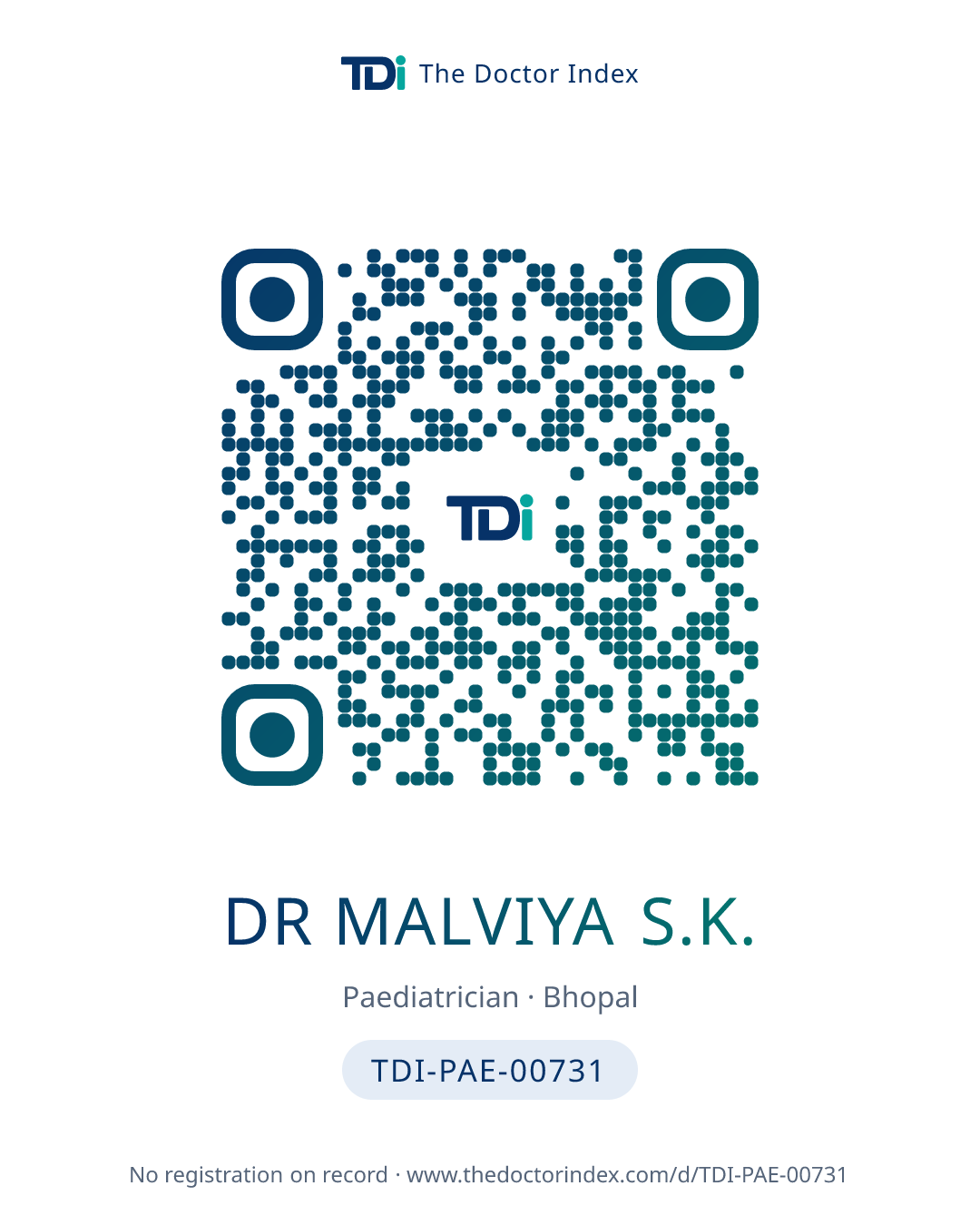 QR card for Dr Malviya S.K., TDI-PAE-00731