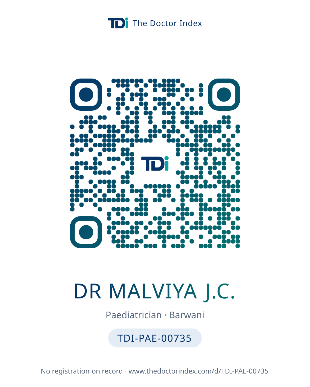 QR card for Dr Malviya J.C., TDI-PAE-00735