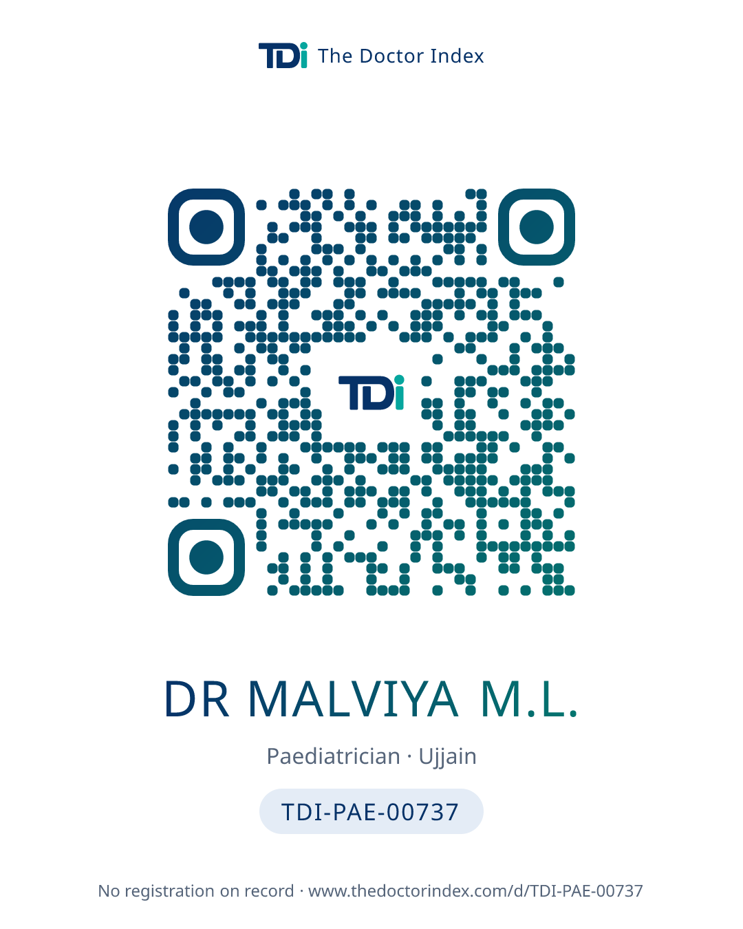 QR card for Dr Malviya M.L., TDI-PAE-00737