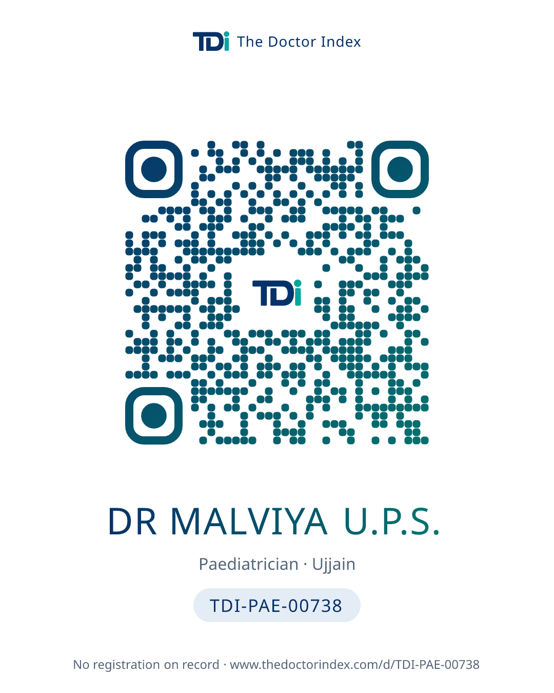 QR card for Dr Malviya U.P.S., TDI-PAE-00738