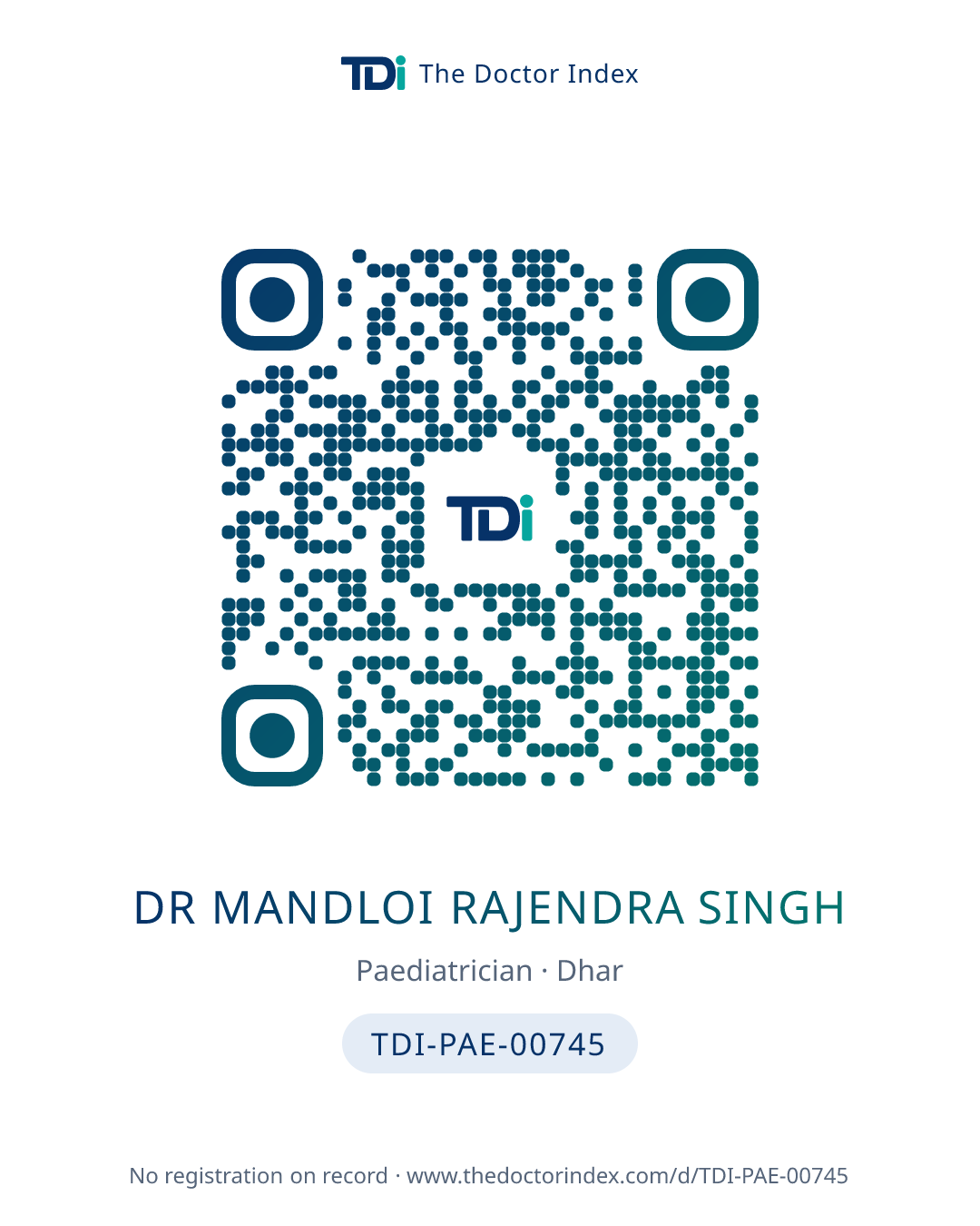 QR card for Dr Mandloi Rajendra Singh, TDI-PAE-00745