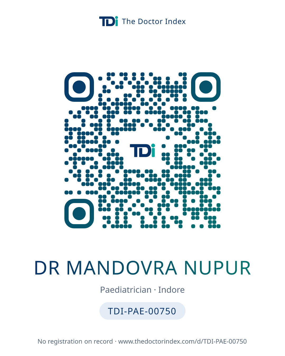 QR card for Dr Mandovra Nupur, TDI-PAE-00750