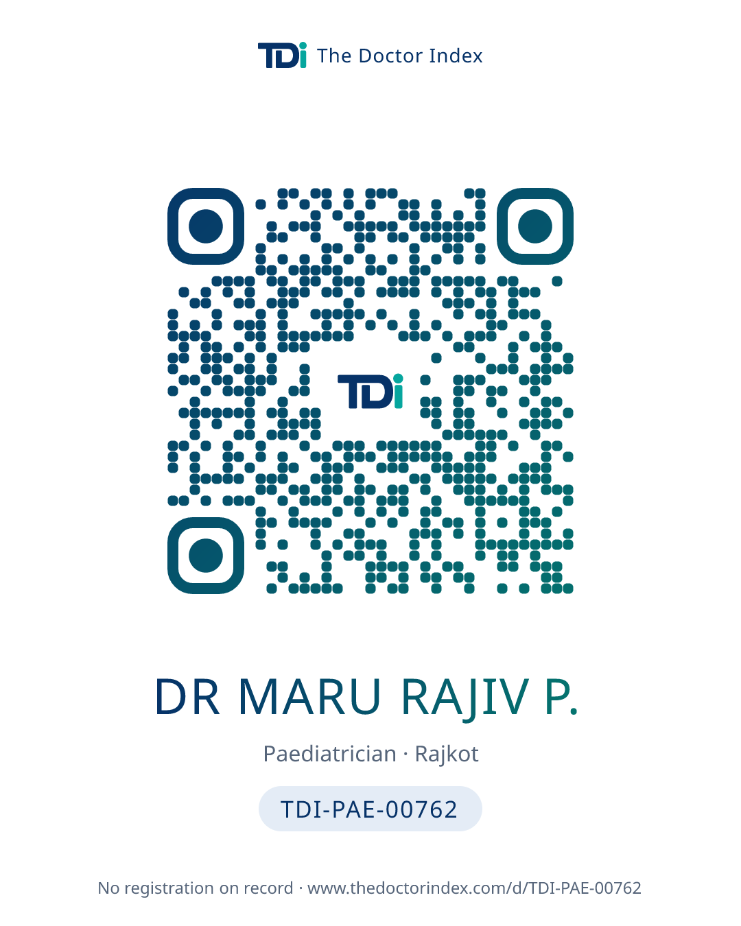 QR card for Dr Maru Rajiv P., TDI-PAE-00762