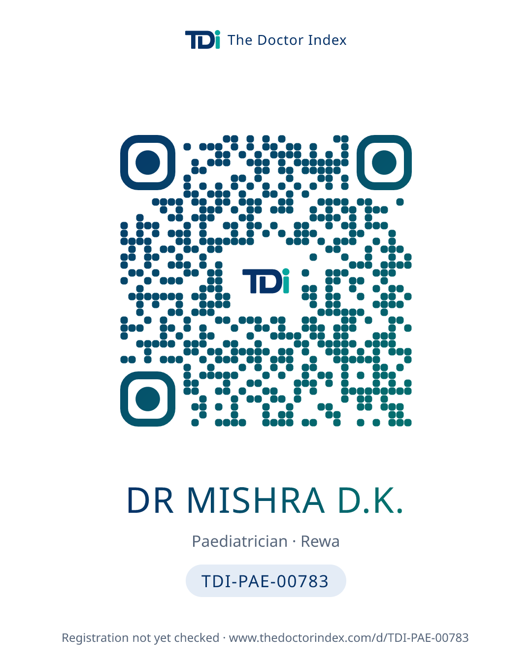 QR card for Dr Mishra D.K., TDI-PAE-00783
