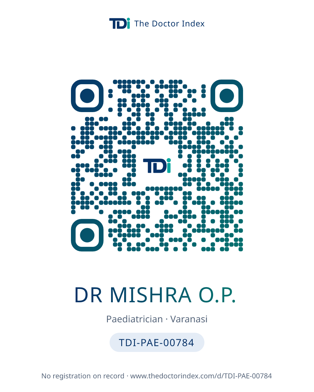 QR card for Dr Mishra O.P., TDI-PAE-00784