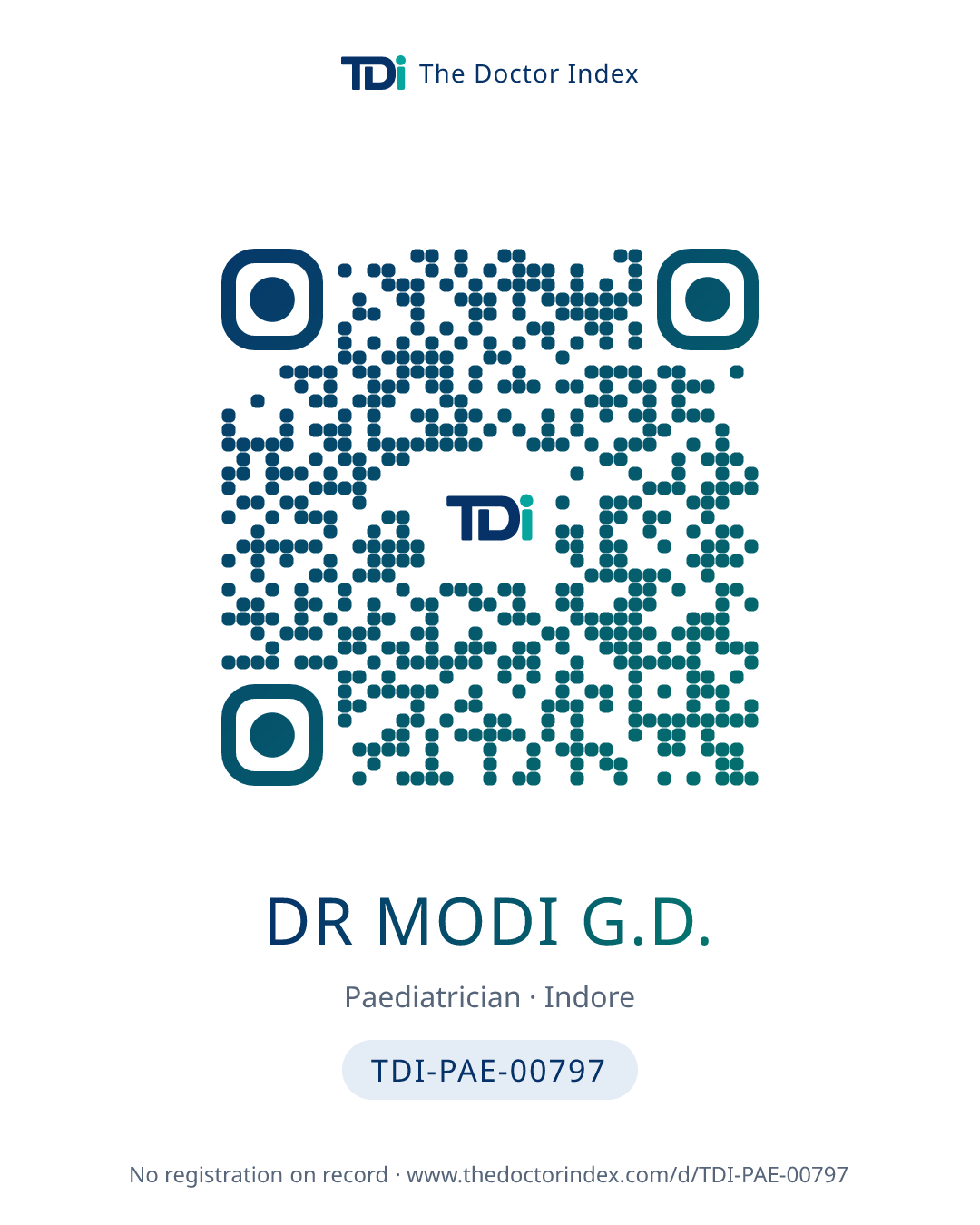 QR card for Dr Modi G.D., TDI-PAE-00797