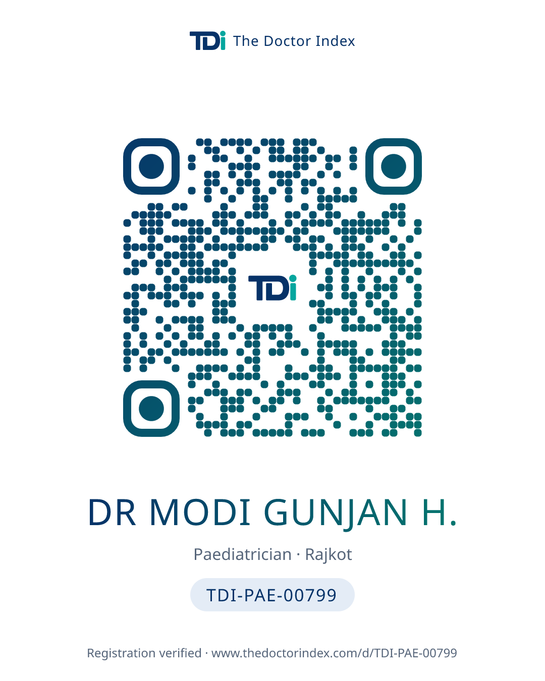 QR card for Dr Modi Gunjan H., TDI-PAE-00799