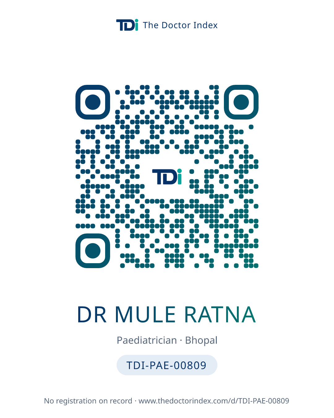 QR card for Dr Mule Ratna, TDI-PAE-00809