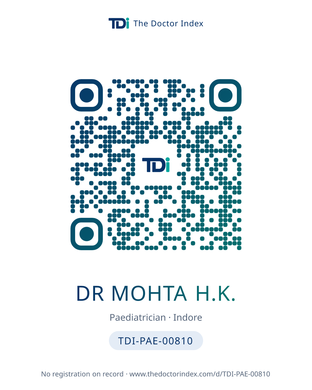 QR card for Dr Mohta H.K., TDI-PAE-00810