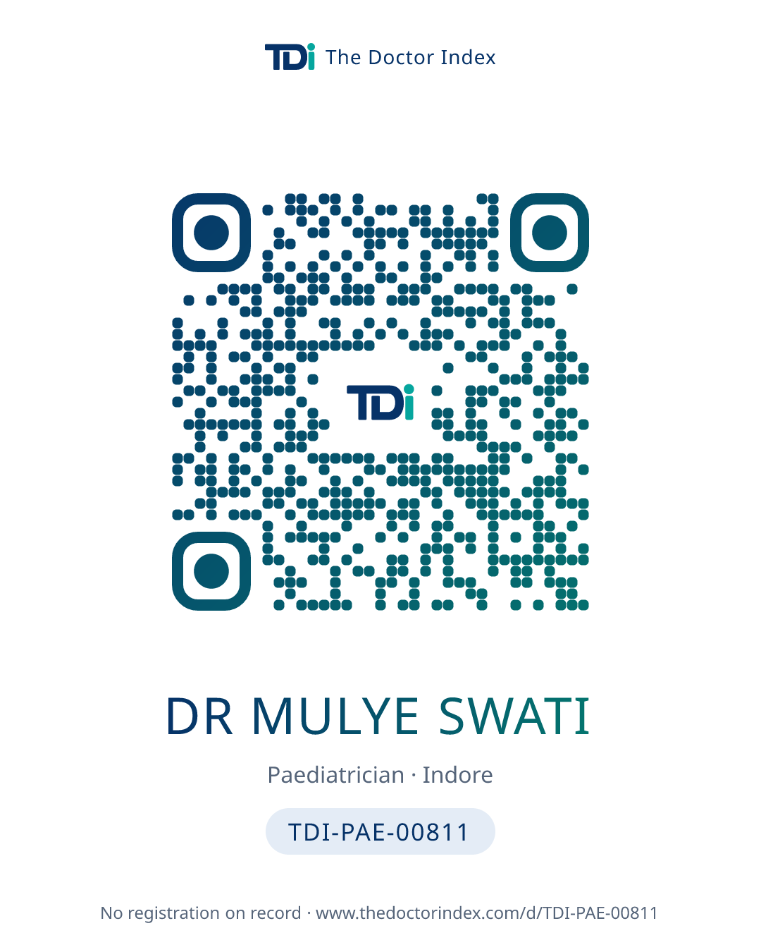 QR card for Dr Mulye Swati, TDI-PAE-00811