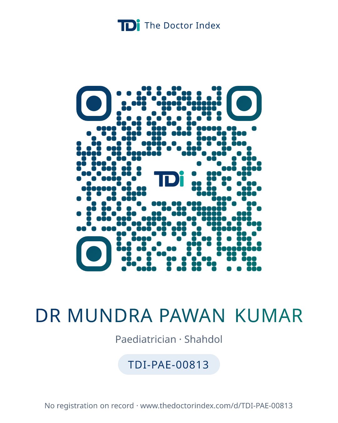 QR card for Dr Mundra Pawan Kumar, TDI-PAE-00813
