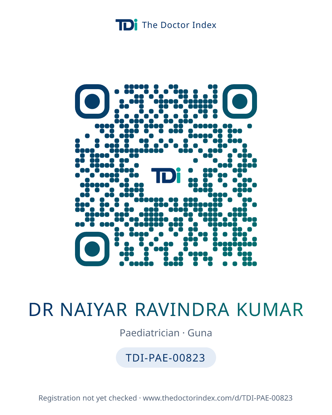 QR card for Dr Naiyar Ravindra Kumar, TDI-PAE-00823