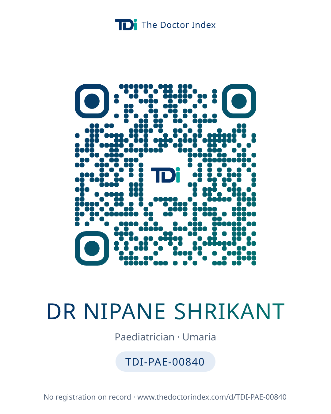 QR card for Dr Nipane Shrikant, TDI-PAE-00840