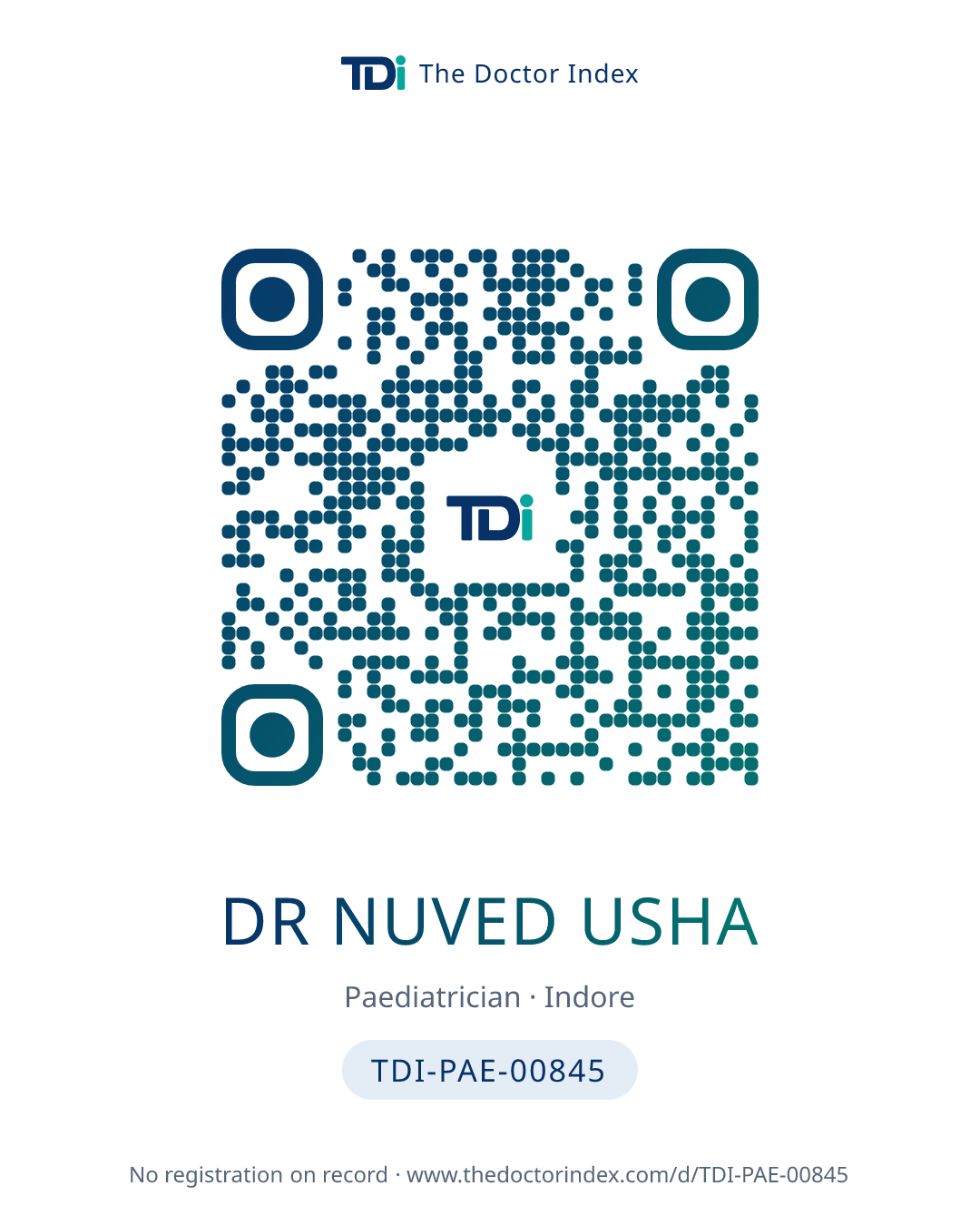 QR card for Dr Nuved Usha, TDI-PAE-00845
