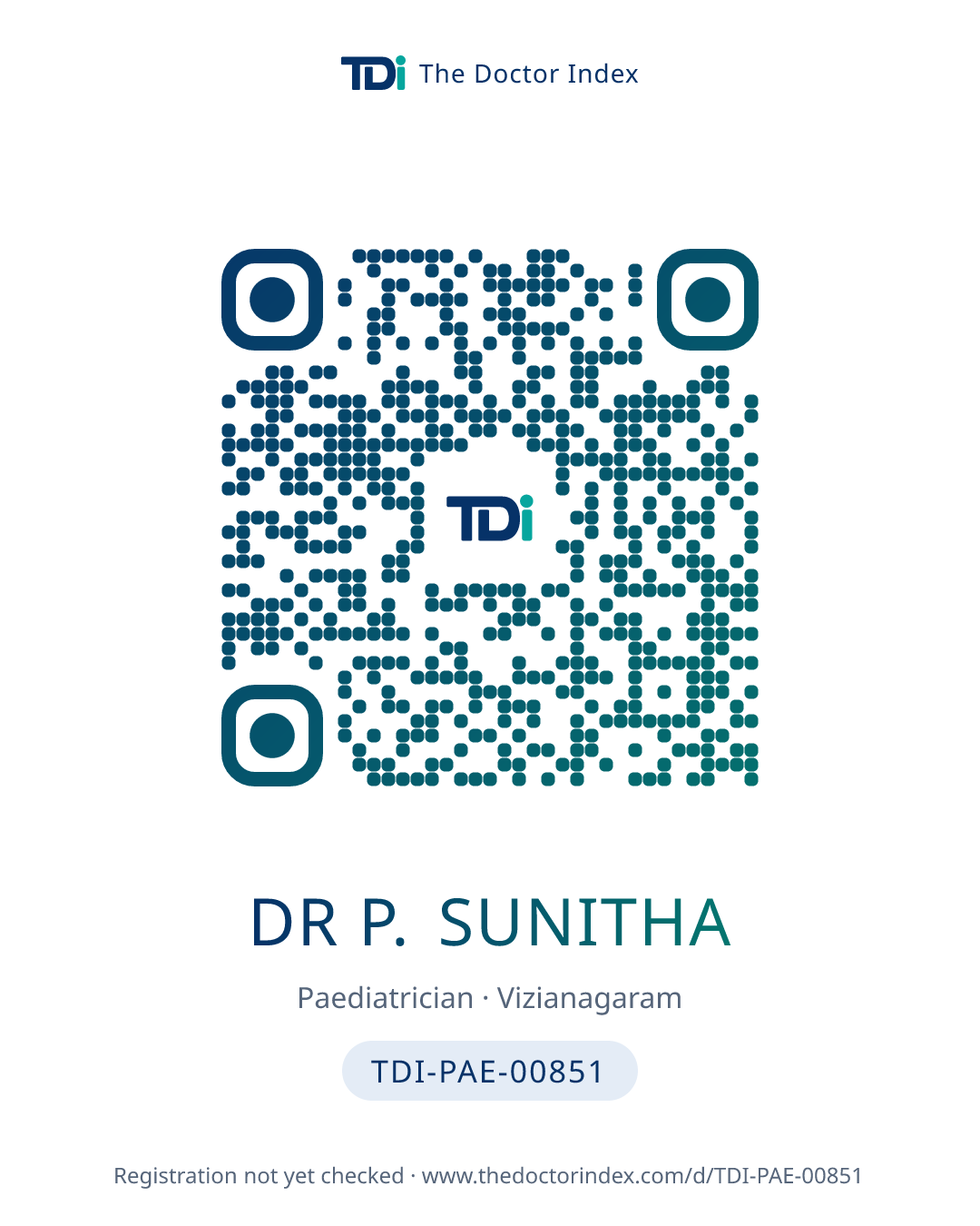 QR card for Dr P. Sunitha, TDI-PAE-00851