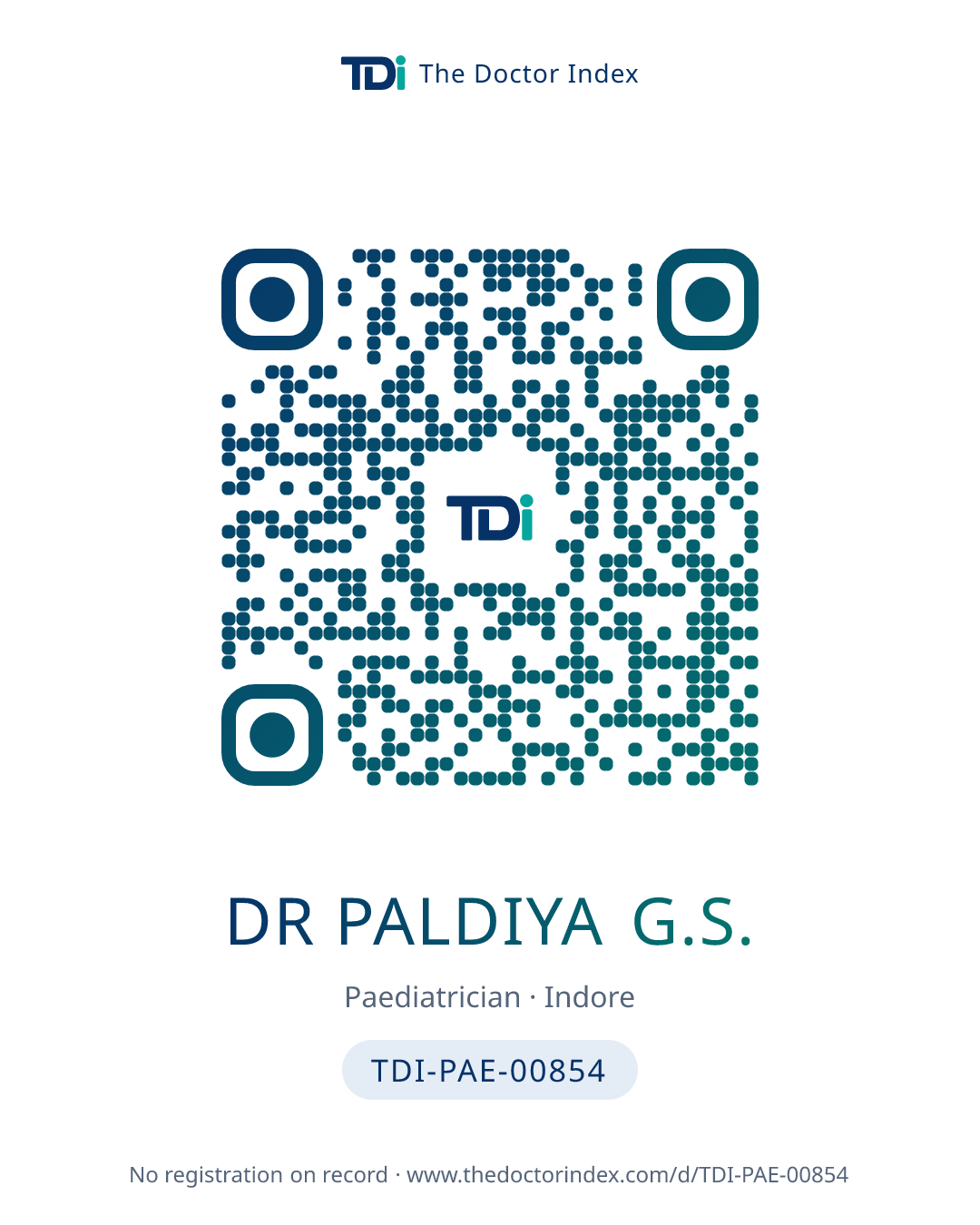 QR card for Dr Paldiya G.S., TDI-PAE-00854