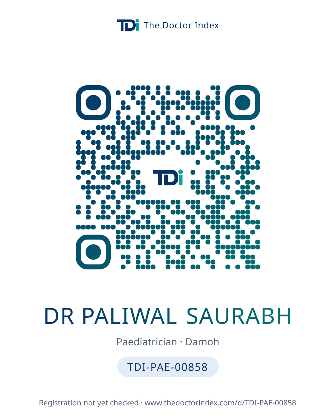 QR card for Dr Paliwal Saurabh, TDI-PAE-00858