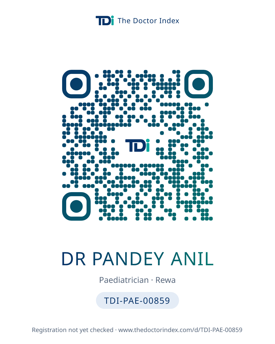 QR card for Dr Pandey Anil, TDI-PAE-00859