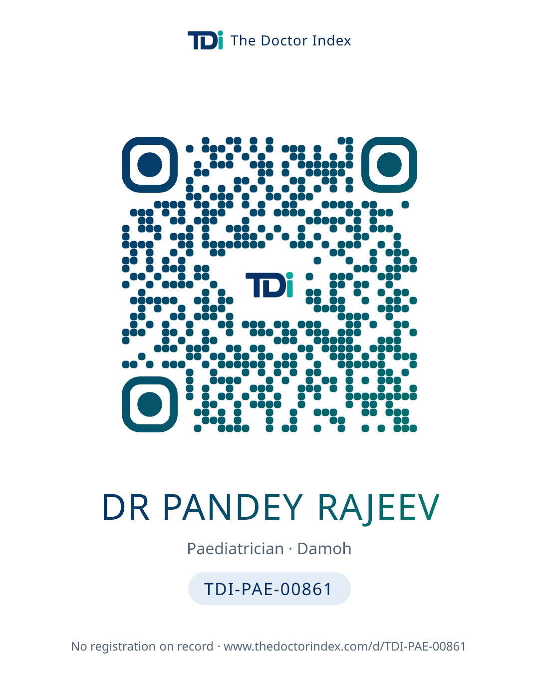 QR card for Dr Pandey Rajeev, TDI-PAE-00861