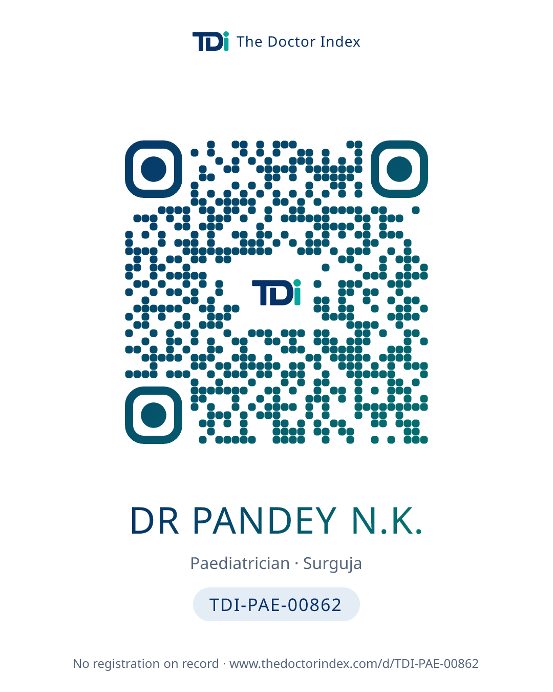 QR card for Dr Pandey N.K., TDI-PAE-00862